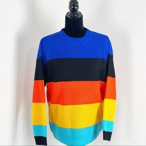 Multicolored Striped Crew Neck Sweater
